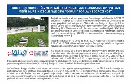 Projekt »goMURra« - Čezmejni načrt za inovativno trajnostno upravljanje mejne Mure in izboljšanje obvladovanja poplavne ogroženosti